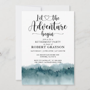 Forest Adventure Mountains Retirement Party Invitation