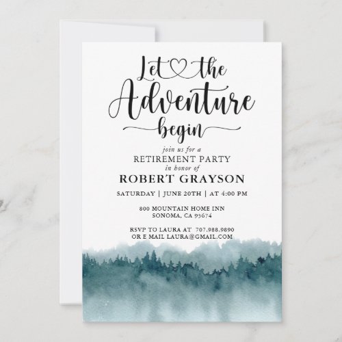 Forest Adventure Mountains Retirement Party  Invitation