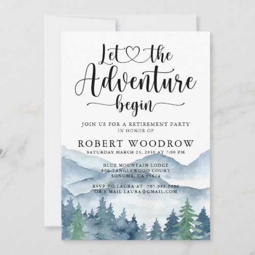 Forest Adventure Mountains Retirement Party Invitation