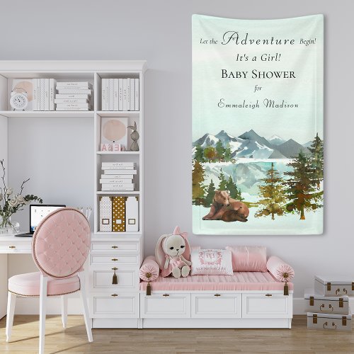 Forest Adventure Rustic Bears Baby Shower Banner