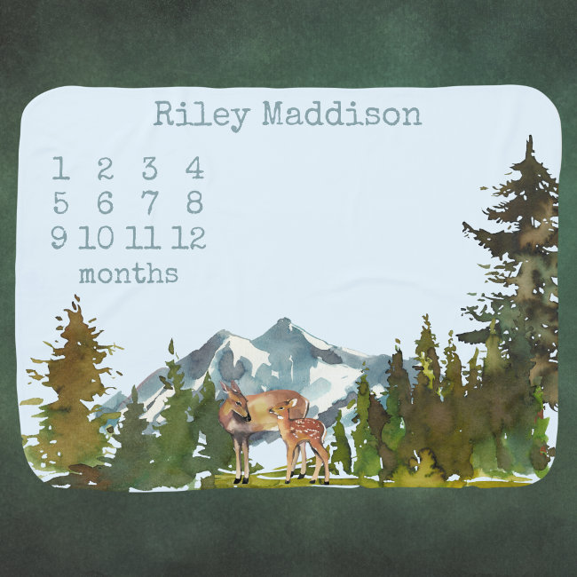 Forest Adventure Rustic Milestone | Deers Baby Blanket