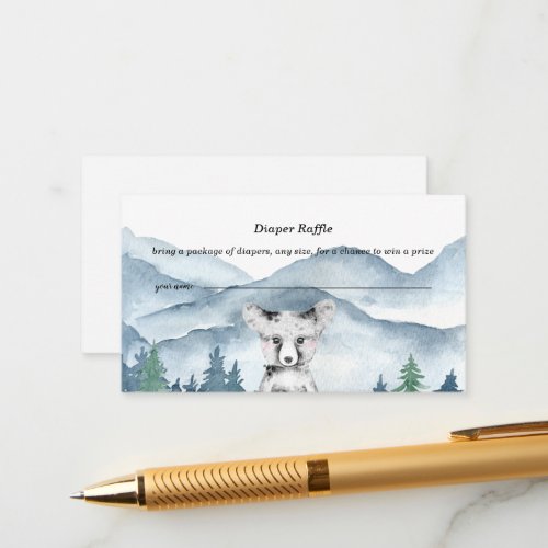 Forest Adventure Watercolor Baby Diaper Raffle Enclosure Card