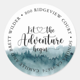Forest Adventure Watercolor Baby Shower Classic Round Sticker