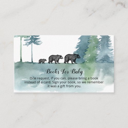 Forest Adventure Watercolor Bears Books For Baby E Enclosure Card