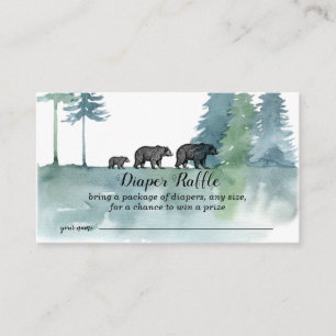 Forest Adventure Watercolor Bears Diaper Raffle En Enclosure Card