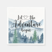 Forest Adventure Watercolor Mountains Baby Shower  Napkins