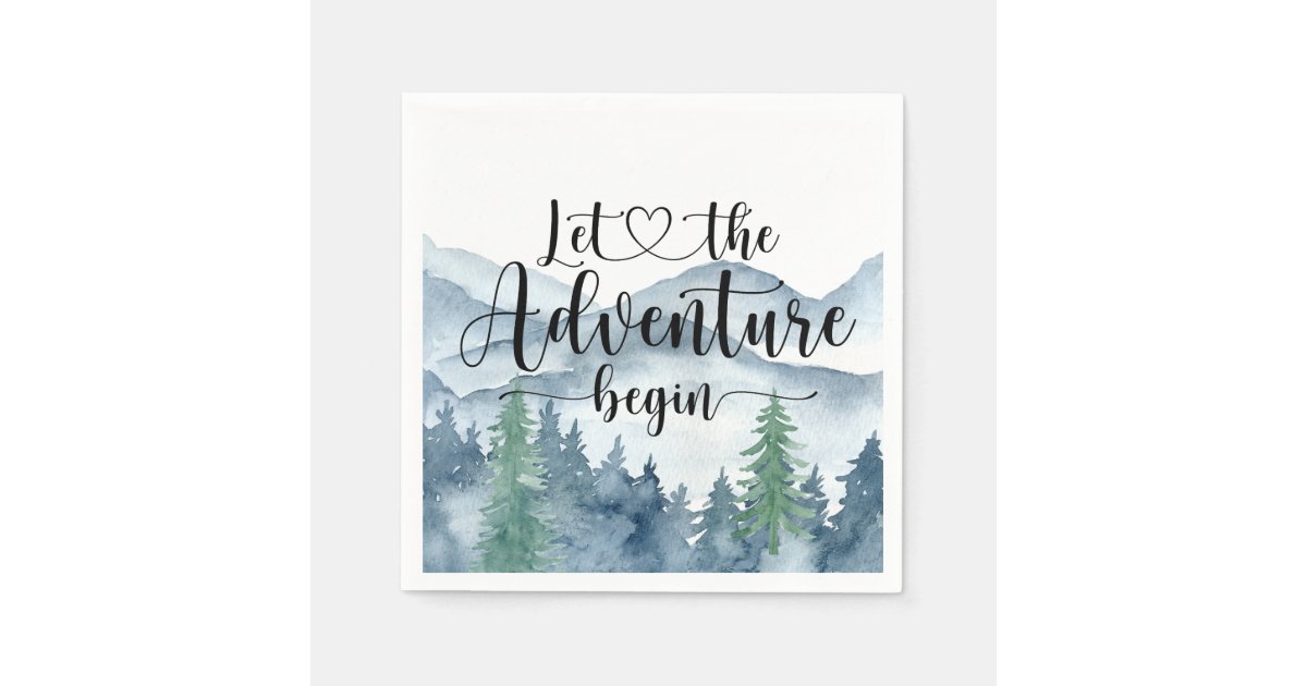 Forest Adventure Watercolor Mountains Baby Shower Napkins | Zazzle