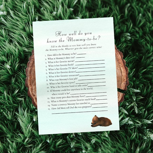 Forest Adventure Who Knows Mommy Best Bears Game Invitation (Creator Uploaded)