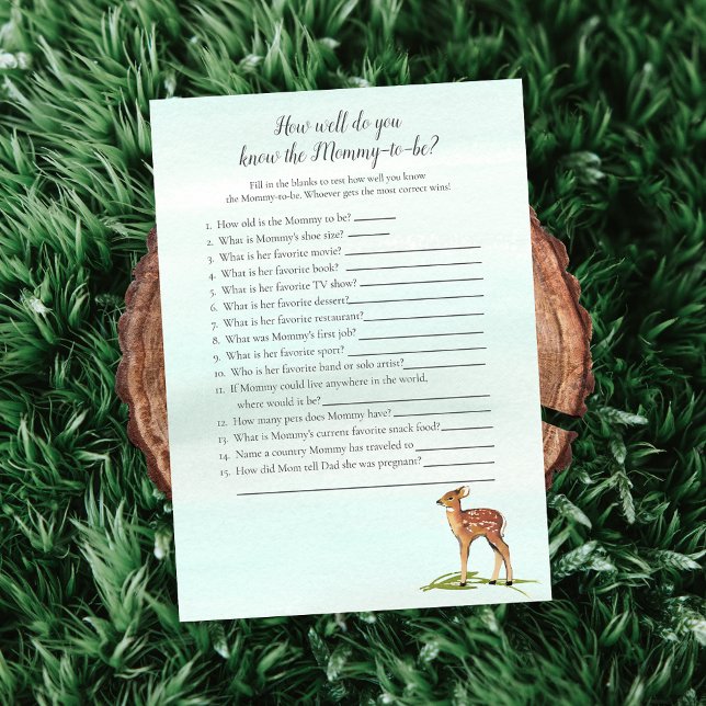 Forest Adventure Who Knows Mommy Best Deers Game Invitation (Creator Uploaded)