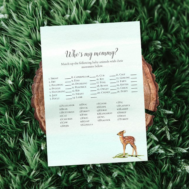 Forest Adventure Who's My Mommy Deers Baby Game Invitation (Creator Uploaded)