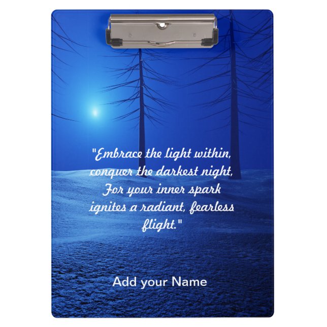 Forest Aesthetic Landscape Dark Blue motivational Clipboard (Front)