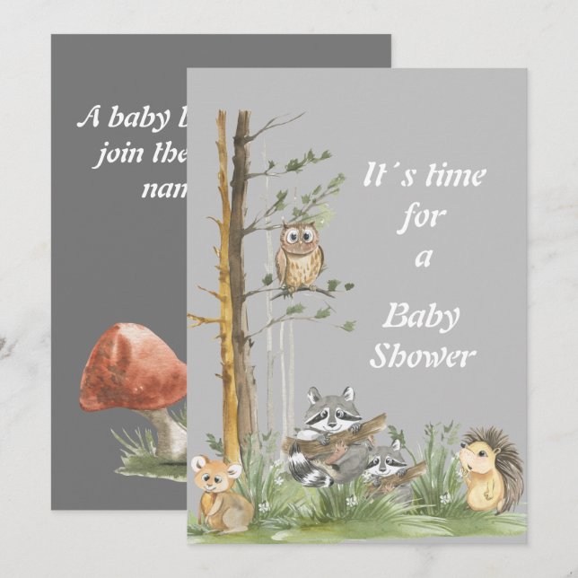 Forest amimal baby shower Invitation (Front/Back)