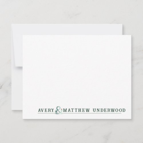 Forest Ampersand Personalized Couple Stationary  Note Card