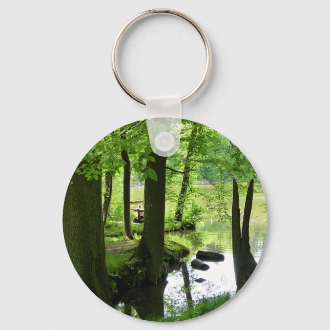 Forest and Creek scenery photo Keychain (Front)