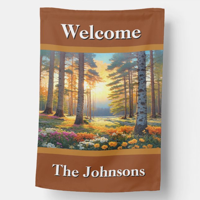 Forest and Flowers Welcome House Flag (Front)