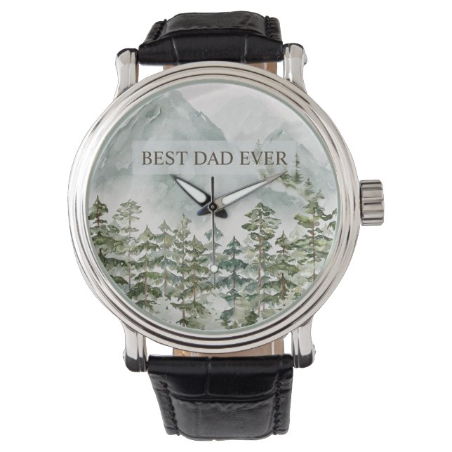 Forest and Mountain Best Dad Ever Fathers Day Watch (Front)