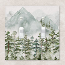 Forest and Mountain Nature Watercolor Kids Nursery Light Switch Cover