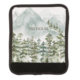 Forest and Mountain Nature Watercolor Luggage Handle Wrap