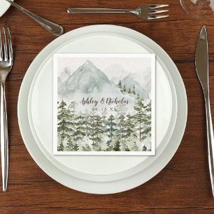 Forest and Mountain Nature Watercolor Napkins