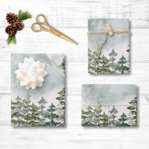 Forest and Mountain Nature Watercolor Wrapping Paper Sheets