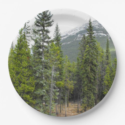 Forest and Mountain Scene Paper Plate