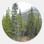 [ Thumbnail: Forest and Mountain Scene Round Sticker ]