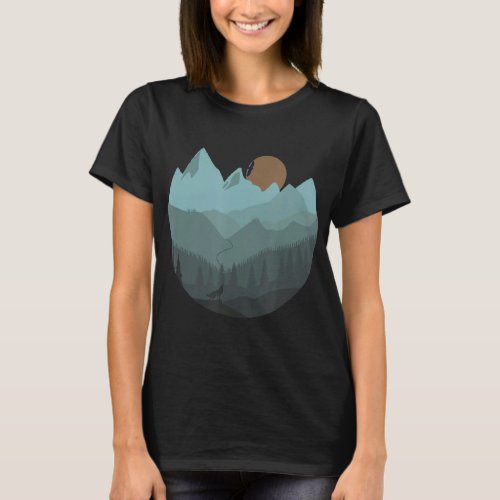 Forest And Mountains Landscape Nature Wolf Hike An T_Shirt