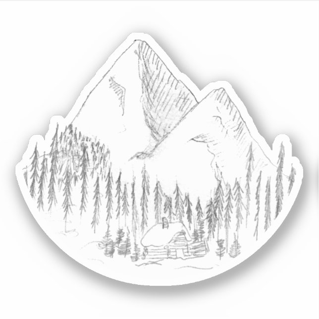Forest and Mountains Sketch Sticker (Front)