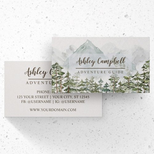 Forest and Mountains Watercolor Business Card