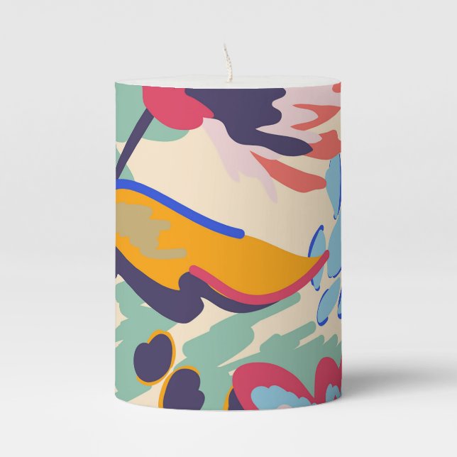 Forest and roses pillar candle (Front)