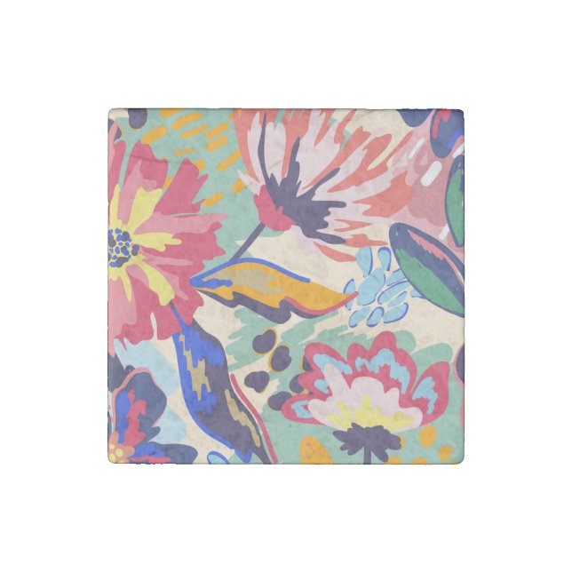 Forest and roses stone magnet (Front)