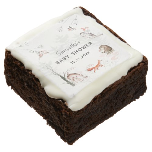 Forest and Woodland Animals Rustic Baby Shower Brownie