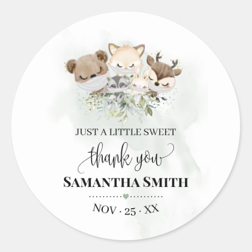 Forest animal baby shower Woodland Animal favor Classic Round Sticker