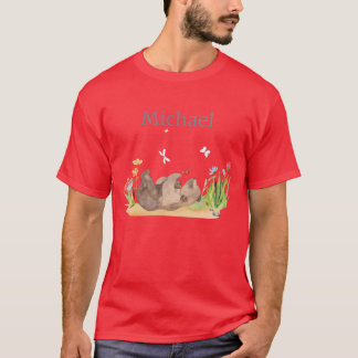 Forest Animal Bear Flowers Name Michael boy T-Shirt