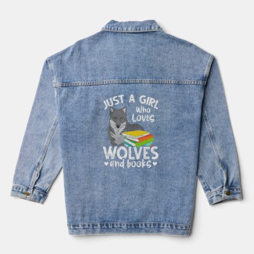 Forest Animal Book Lover Bookworm Girls Wolf Readi Denim Jacket