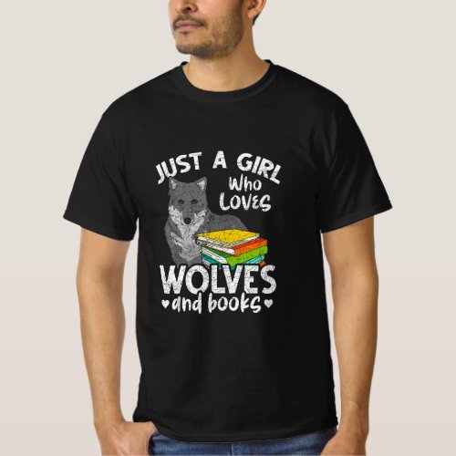 Forest Animal Book Lover Bookworm Girls Wolf Readi T_Shirt