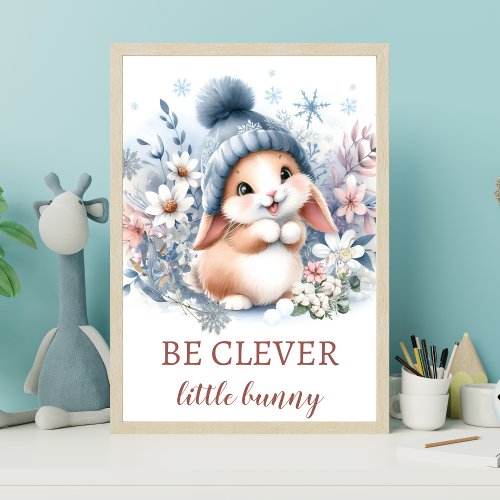 Forest animal cute bunny Newborn boy room art Poster