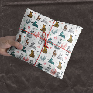 Forest Animal Doodle Pattern White Tissue Paper