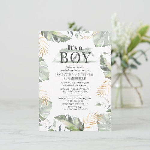 Forest Animal Jungle Couples Boys Baby Shower Invitation