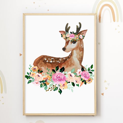 Forest Animal Kids Room Poster Deer Nursery