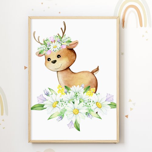 Forest Animal Kids Room Poster Deer Nursery