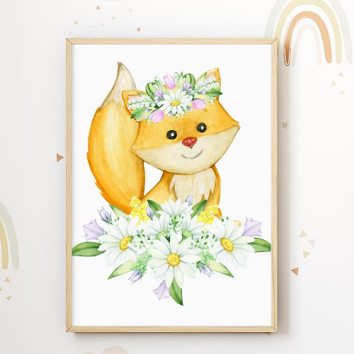 Forest Animal Kids Room Poster Fox Nursery