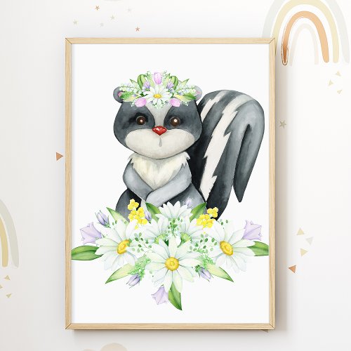 Forest Animal Kids Room Poster Skunk Nursery