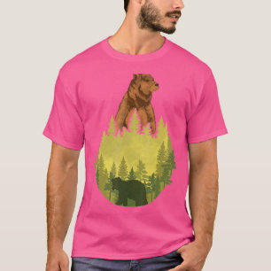 Forest Animal Nature Trees Wildlife Grizzly Bear T-Shirt