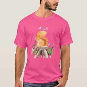 Forest animal squirrel with name Arya boy T-Shirt