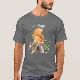 Forest animal squirrel with name Jullian retro T-Shirt