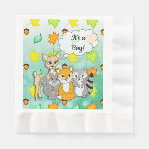 Forest Animal Themed It's a Boy Baby Shower Napkins