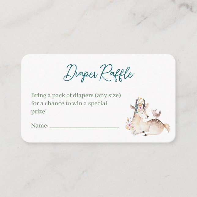 Forest Animal Woodland Baby Shower Diaper Raffle Enclosure Card (Front)