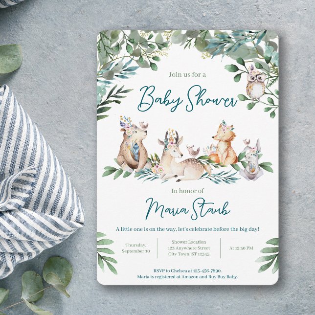 Forest Animal Woodland Baby Shower Invitation (Creator Uploaded)