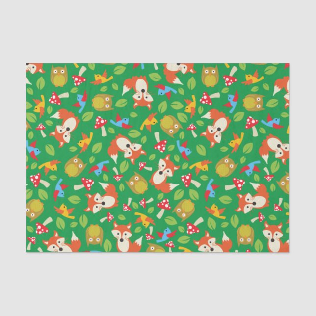 Forest Animal Woodland Kid's Birthday Party Tissue Paper (Front)